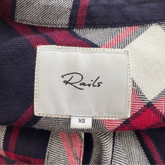 Rails Plaid Sleeveless Tunic Button Down Red Blue Long Longline Maxi Size XS - Picture 10 of 10